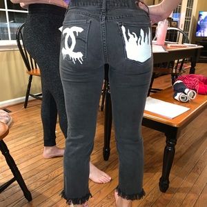 Custom hand painted jeans